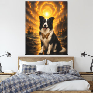 Golden Border Collie Butterfly Fantasy Art Print