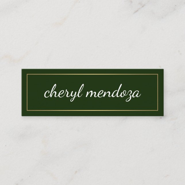 Golden Border Cursive Text Mini Business Card (Front)