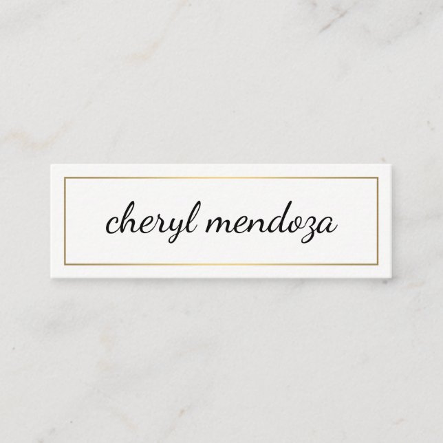Golden Border Cursive Text Mini Business Card (Front)