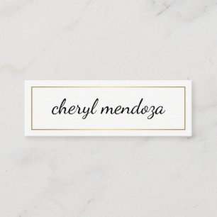 Golden Border Cursive Text Mini Business Card