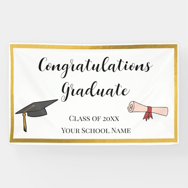 Golden Border Graduation Banner (Horizontal)