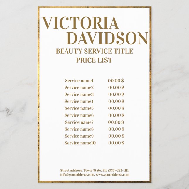 Golden Border Luxury Price List Flyer (Front)