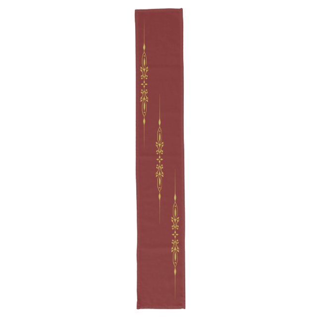 Golden Border - Ornament I + your backgr. colour Long Table Runner (Front)