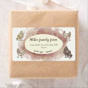 golden border pink modern Egg Carton Label