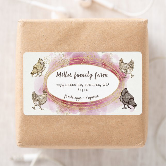 golden border pink modern Egg Carton Label (Insitu)