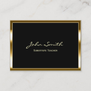 Golden Border Substitute Teacher Business Card
