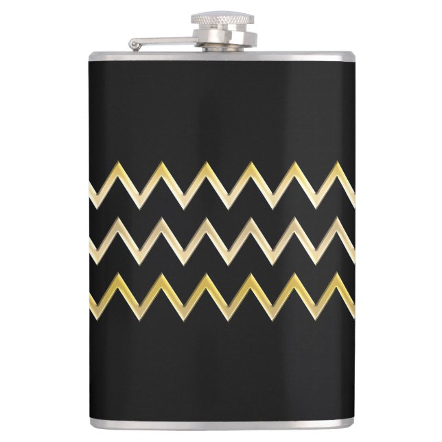 Golden Border - zigzag + your back & ideas Hip Flask (Front)