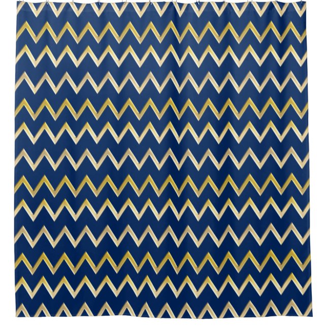 Golden Border - zigzag + your back & ideas Shower Curtain (Front)