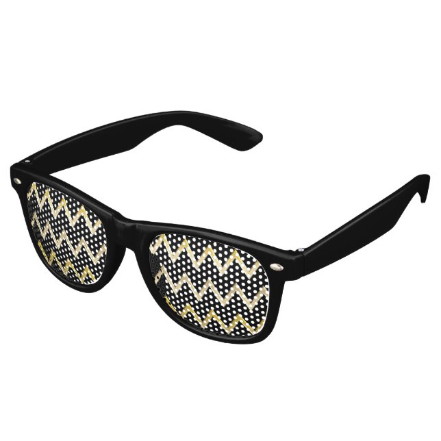 Golden Border - zigzag + your back & text Retro Sunglasses (Angled)