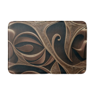 Golden Botanical Flow Elegant   Bath Mat