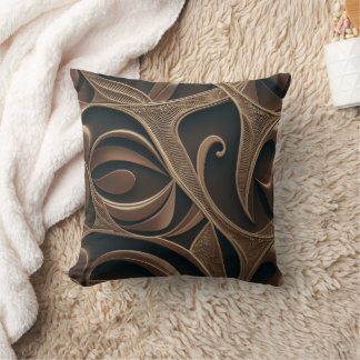 Golden Botanical Flow Elegant   Cushion