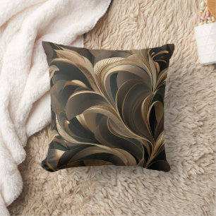 Golden Botanical Flow Elegant Cushion