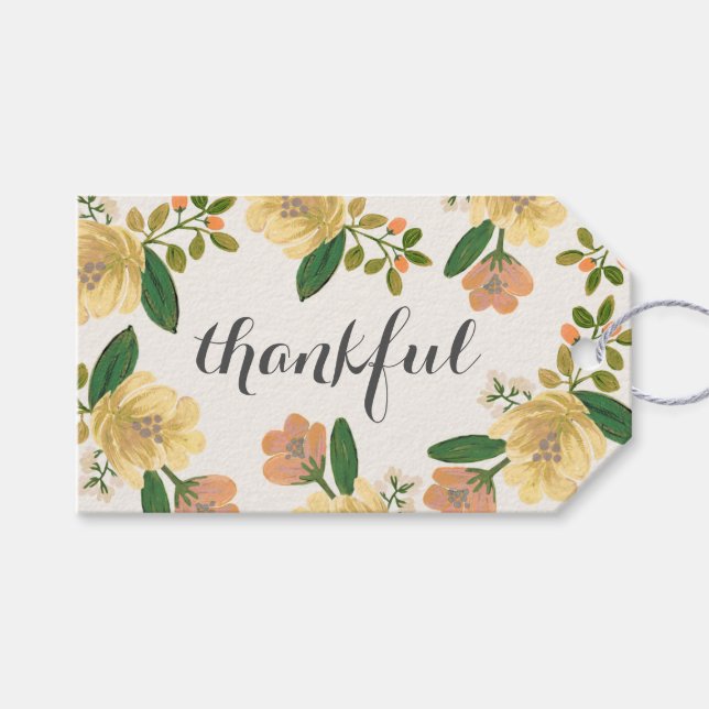 Golden Bouquet Thankful Gift Tags (Front (Horizontal))