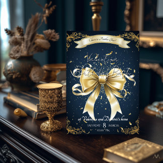 Golden Bow Birthday  | Elegant Celebration Invitation