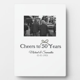 Golden bow cheers to 50 years anniversary wedding  plaque