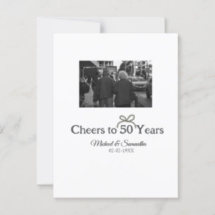 Golden bow cheers to 50 years anniversary wedding  postcard