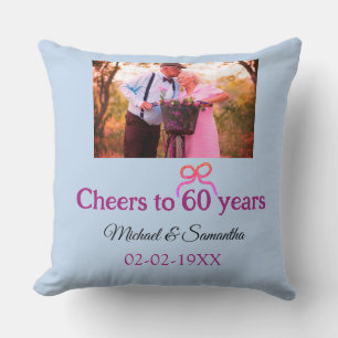 Golden bow cheers to 60 years anniversary wedding  cushion