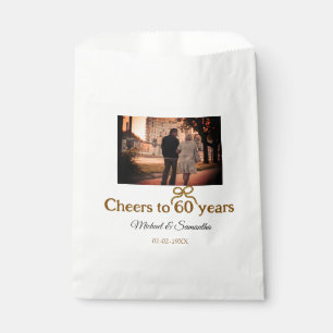 Golden bow cheers to 60 years anniversary wedding favour bags