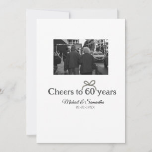 Golden bow cheers to 60 years anniversary wedding  invitation