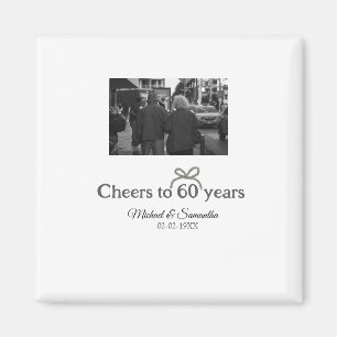 Golden bow cheers to 60 years anniversary wedding magnet