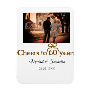 Golden bow cheers to 60 years anniversary wedding  magnet
