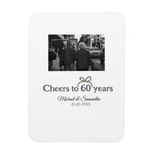 Golden bow cheers to 60 years anniversary wedding magnet