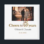 Golden bow cheers to 60 years anniversary wedding  magnet<br><div class="desc">design</div>