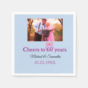 Golden bow cheers to 60 years anniversary wedding napkin