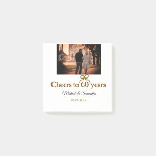 Golden bow cheers to 60 years anniversary wedding  post-it notes