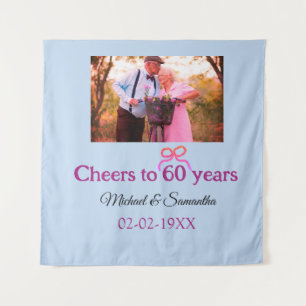 Golden bow cheers to 60 years anniversary wedding  tapestry
