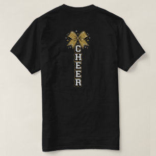 Golden Bow Vertical Cheer Design T-Shirt