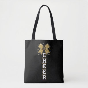 Golden Bow Vertical Cheer Design Tote Bag