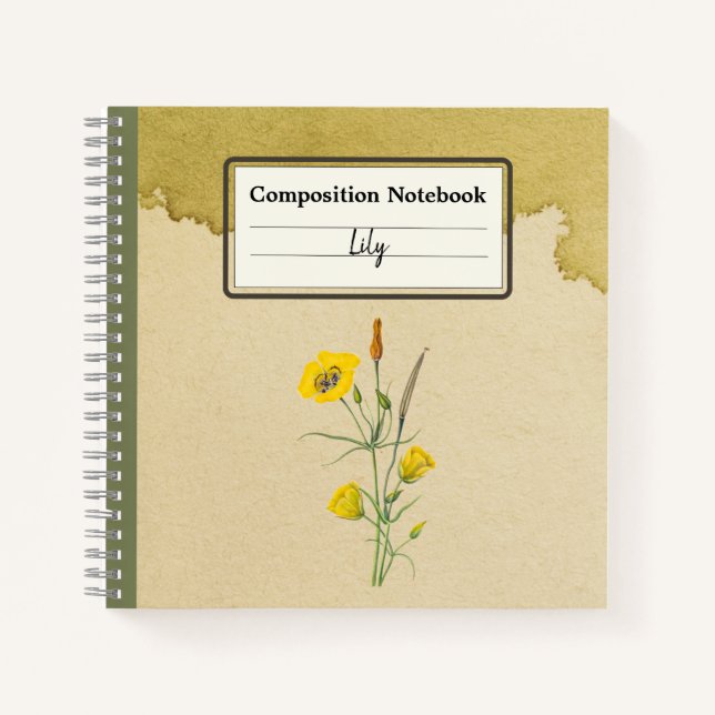 Golden Bowl Mariposa Flower Personalised Comp Notebook (Front)