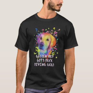 Golden Boy Gets Dock Diving Gold Golden Retriever T-Shirt