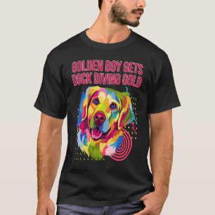 Golden Boy Gets Dock Diving Gold  Golden Retriever T-Shirt