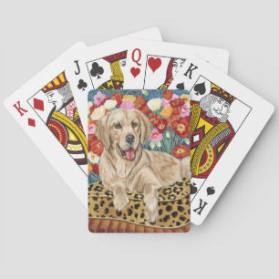 Golden Boy Retriever Playing Cards