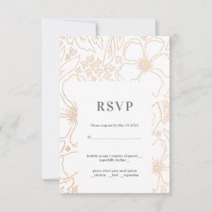 Golden Branches White Wedding RSVP Card