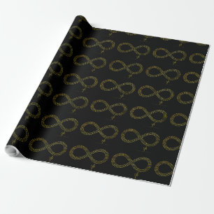 Golden Brass Infinity Hearts Wrapping Paper