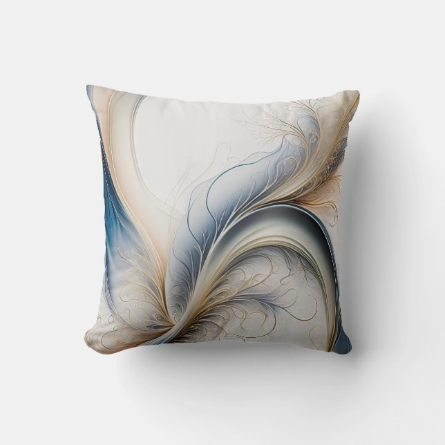 Golden Breeze Flow of Blue and Gold Abstract Art T Cushion (Front)