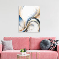 Golden Breeze Soft Blue and Gold Flowing Art