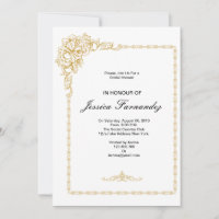 Golden Bridal Shower Invitation  Blue & Pink Opt.