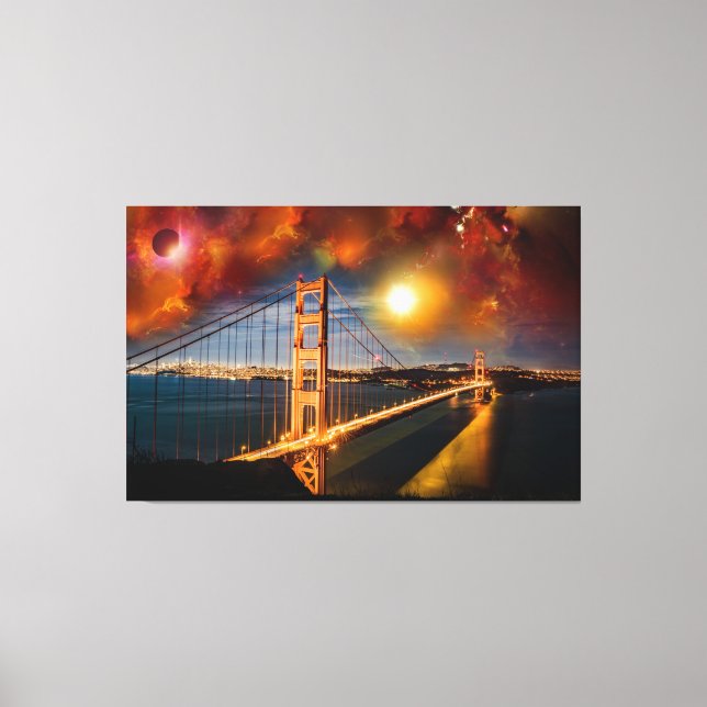 Golden Bridge Fantasy Landscape  Canvas Print (Front)