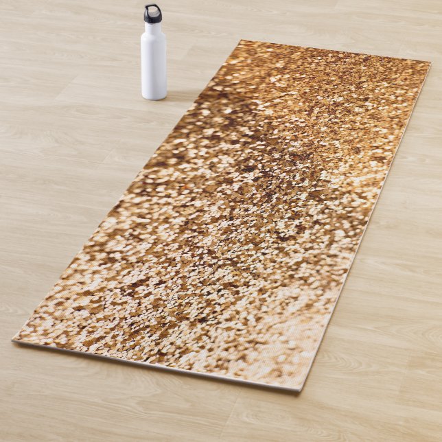 Golden Bright Bokeh Glitter Yoga Mat (In Situ)