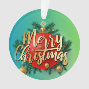 Golden bright Christmas holiday party Modern Ornament