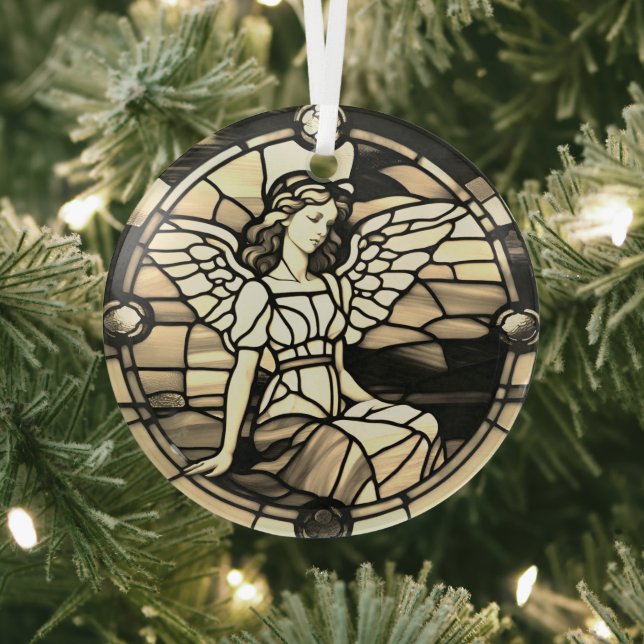 Golden Bronze Angel Stained Glass Window Tree Decoration (Insitu)