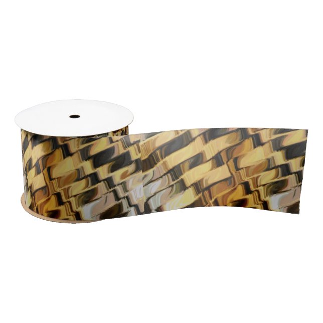 Golden bronze background satin ribbon (Spool)