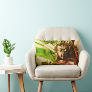 Golden Bronze Buddha Meditation Zen Lumbar Cushion