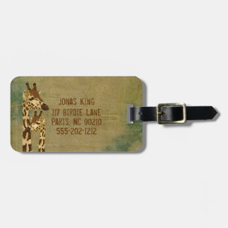 Golden Bronze Giraffes Luggage Tag