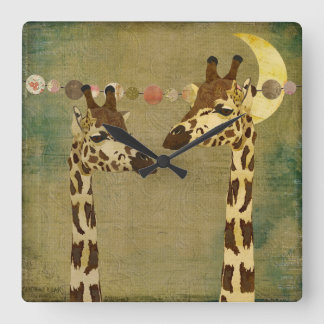Golden Bronze Giraffes Moonlight Clock