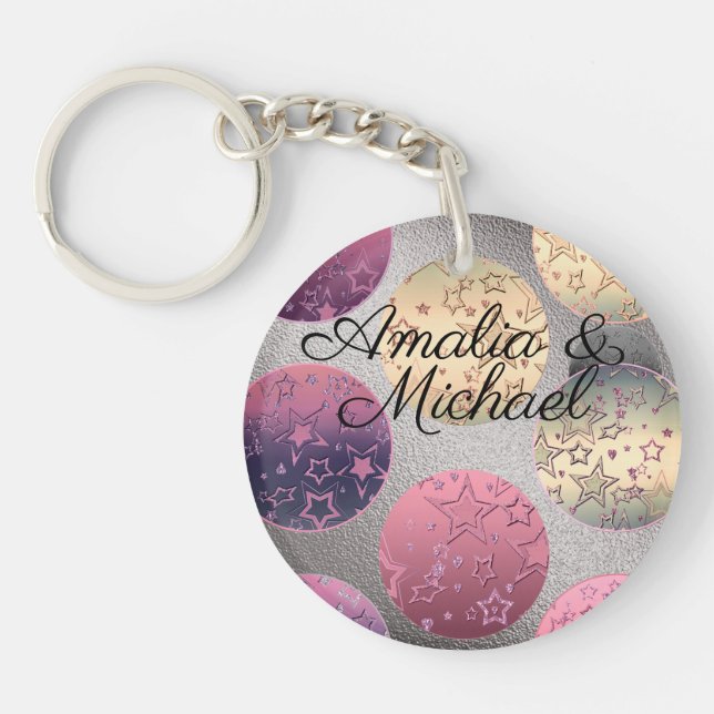 Golden bronze gradient textured blush colour class key ring (Front)